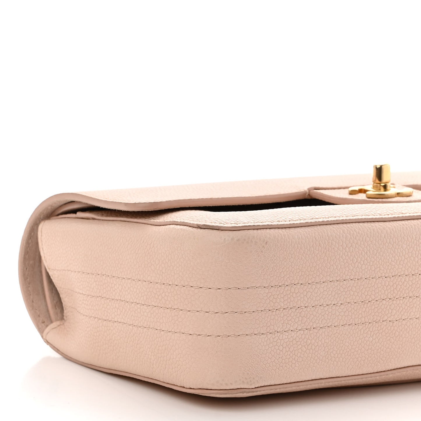 Grained Calfskin Medium Classic Pure Double Flap Nude