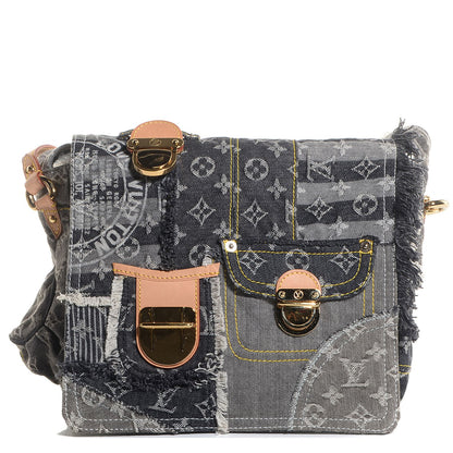 Louis Vuitton Denim Patchwork Posty Messenger Bag Gris 1 of 20