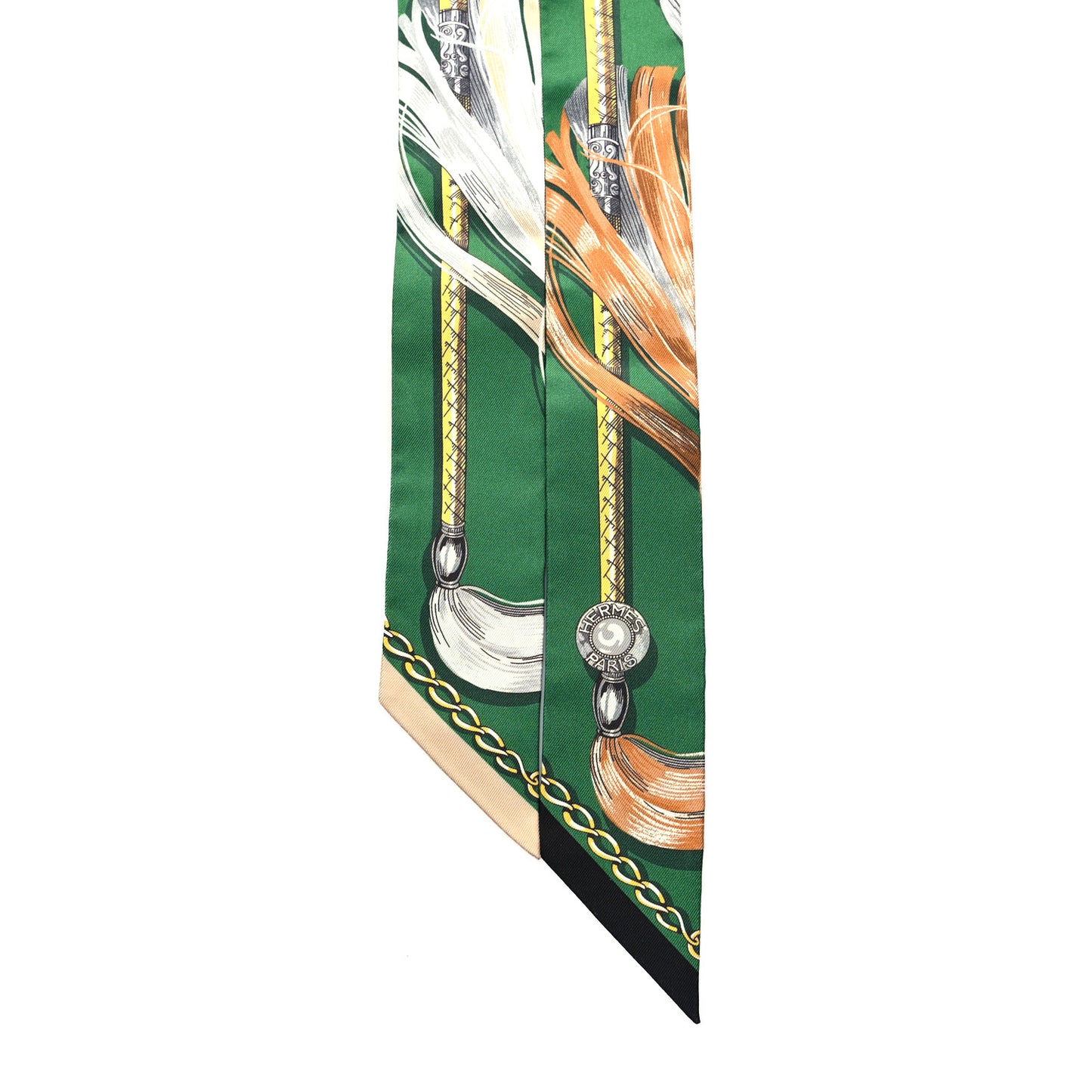 Silk Cavalcades Twilly Emeraude Beige Dore