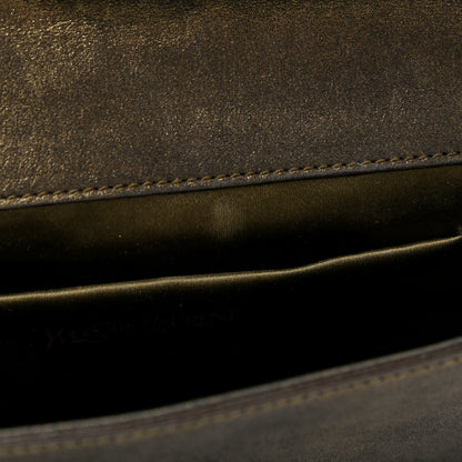 Saint Laurent Distressed Metallic Calfskin Monogram Large Belle De Jour Clutch Gold 12 of 16