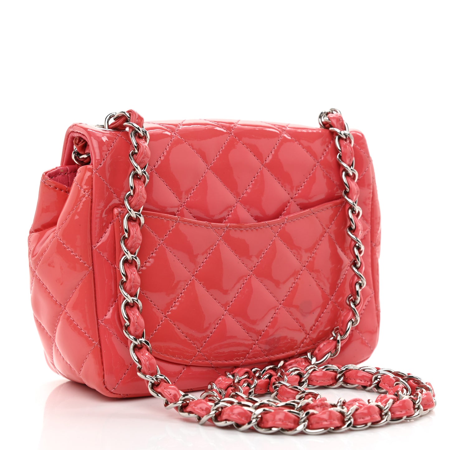 Patent Quilted Mini Square Flap Pink