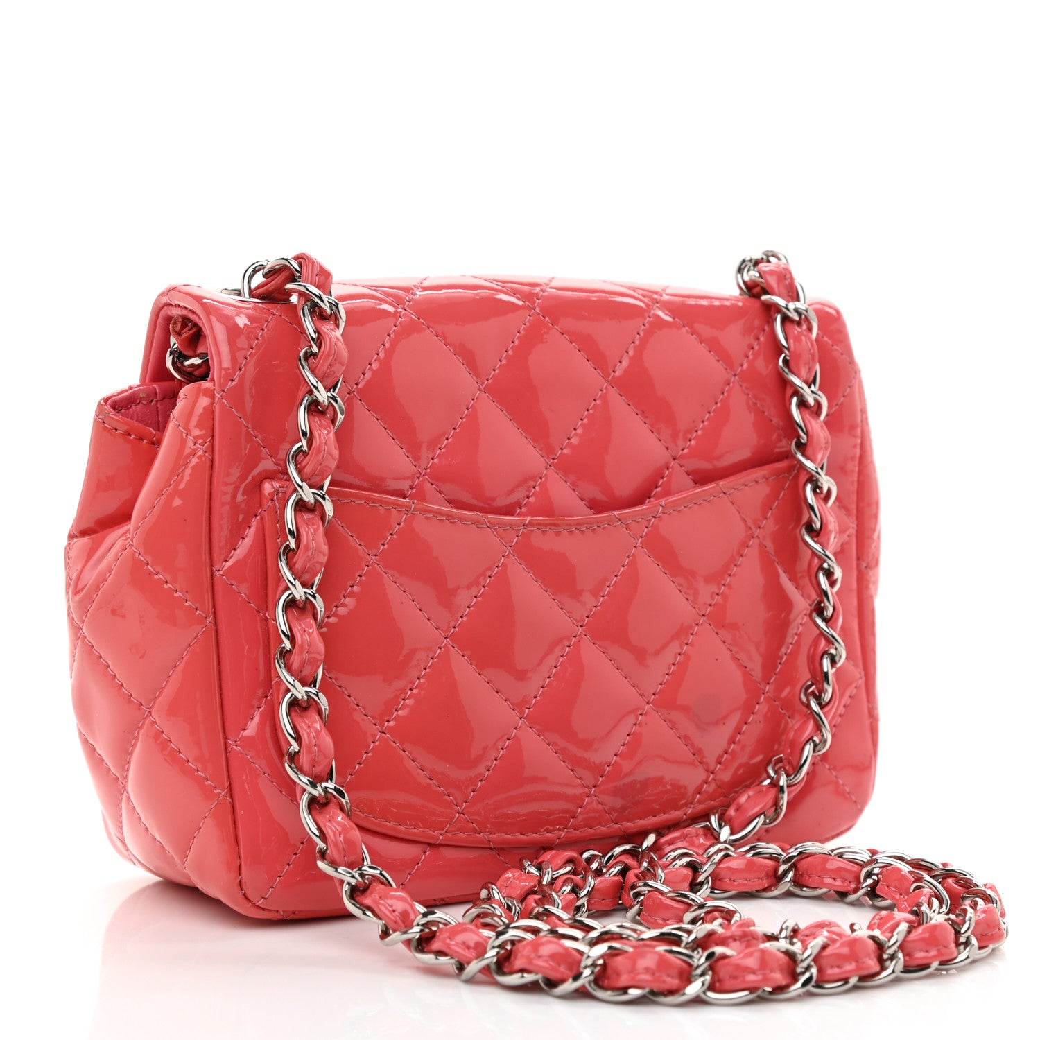 Chanel Patent Quilted Mini Square Flap Pink 3 of 12
