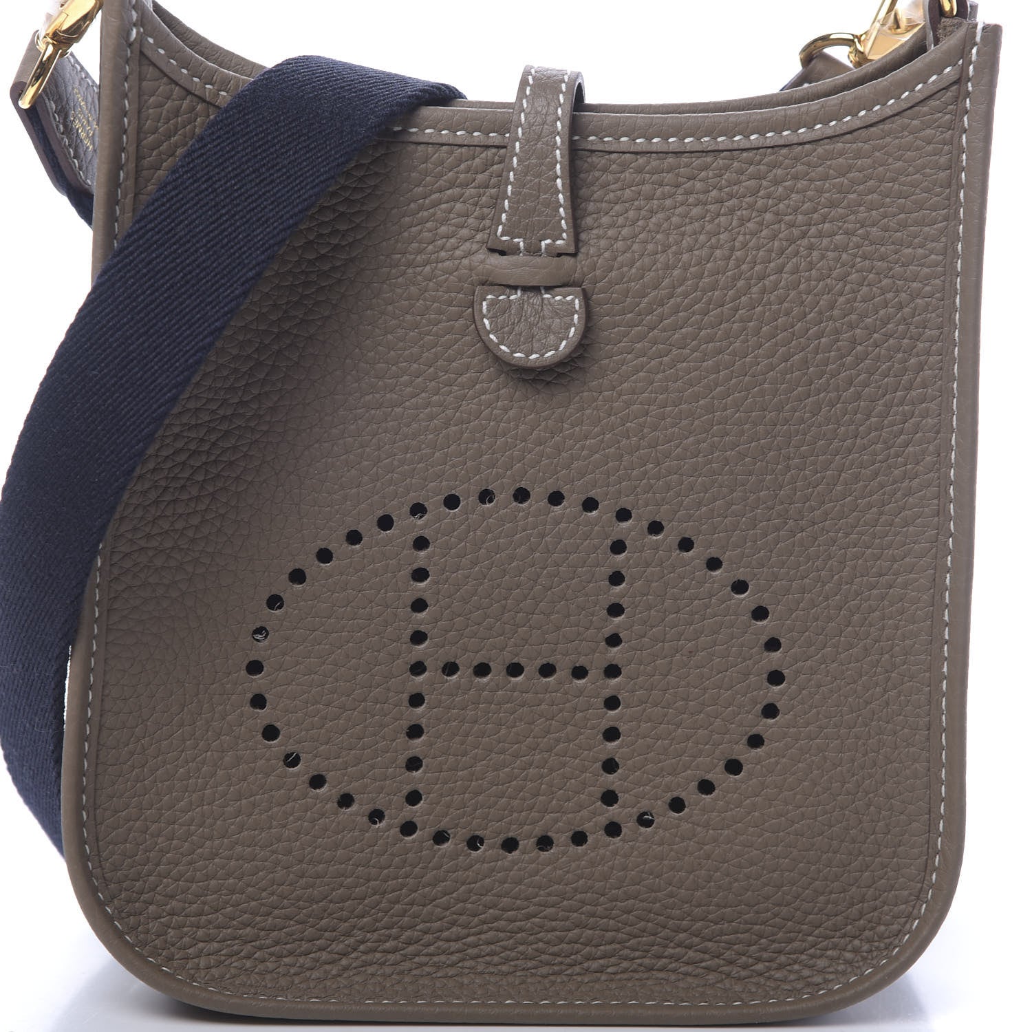 Hermes Taurillon Clemence Amazone Evelyne TPM Etoupe Bleu Indigo 8 of 11