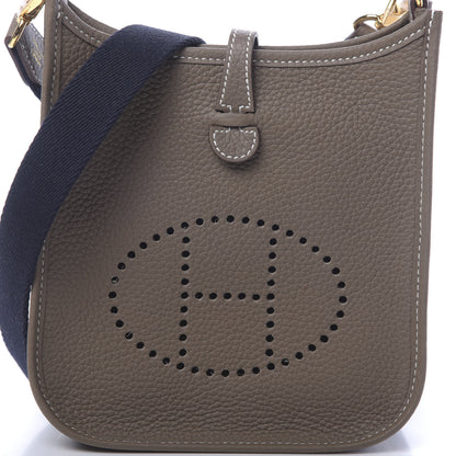 Hermes Taurillon Clemence Amazone Evelyne TPM Etoupe Bleu Indigo 8 of 11