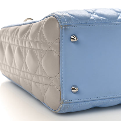 Christian Dior Lambskin Cannage Medium Bi-Color Lady Dior Blue Gray 8 of 11