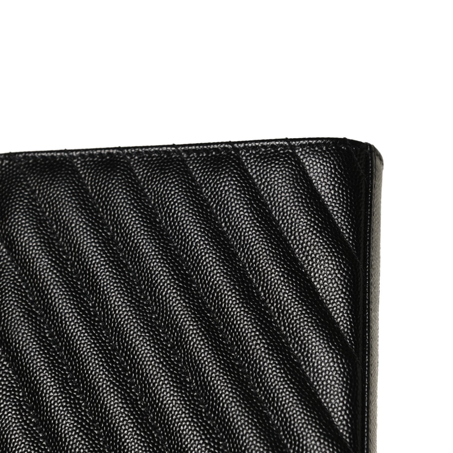 Saint Laurent Grain De Poudre Matelasse Chevron Monogram Chain Wallet Black 11 of 13