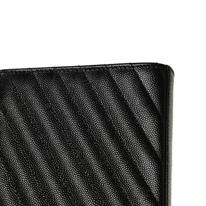 Saint Laurent Grain De Poudre Matelasse Chevron Monogram Chain Wallet Black 11 of 13