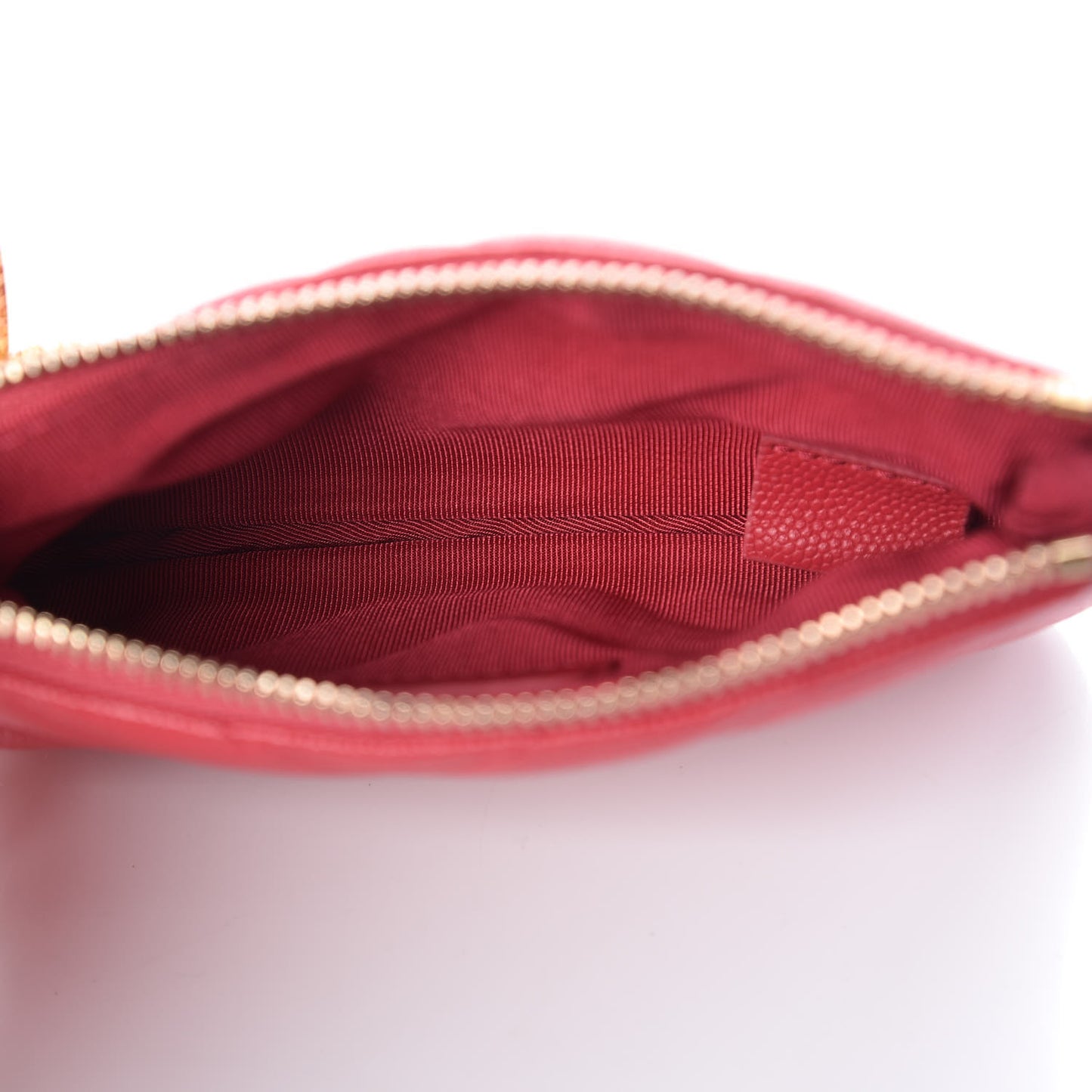 Caviar Chevron Quilted Small Ancient Greek Charms Cosmetic Case Dark Pink