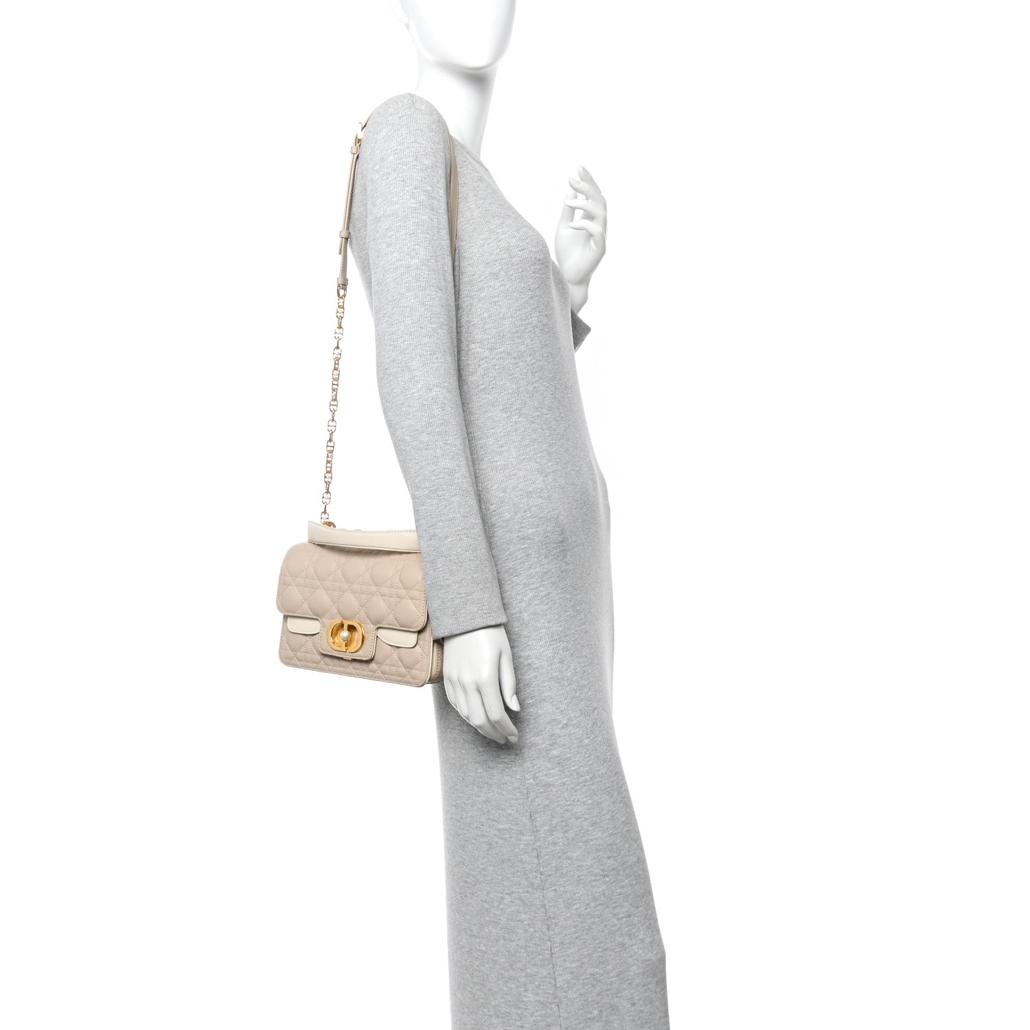 Christian Dior Lambskin Cannage Small Jolie Top Handle Bag Powder Beige Latte 2 of 10