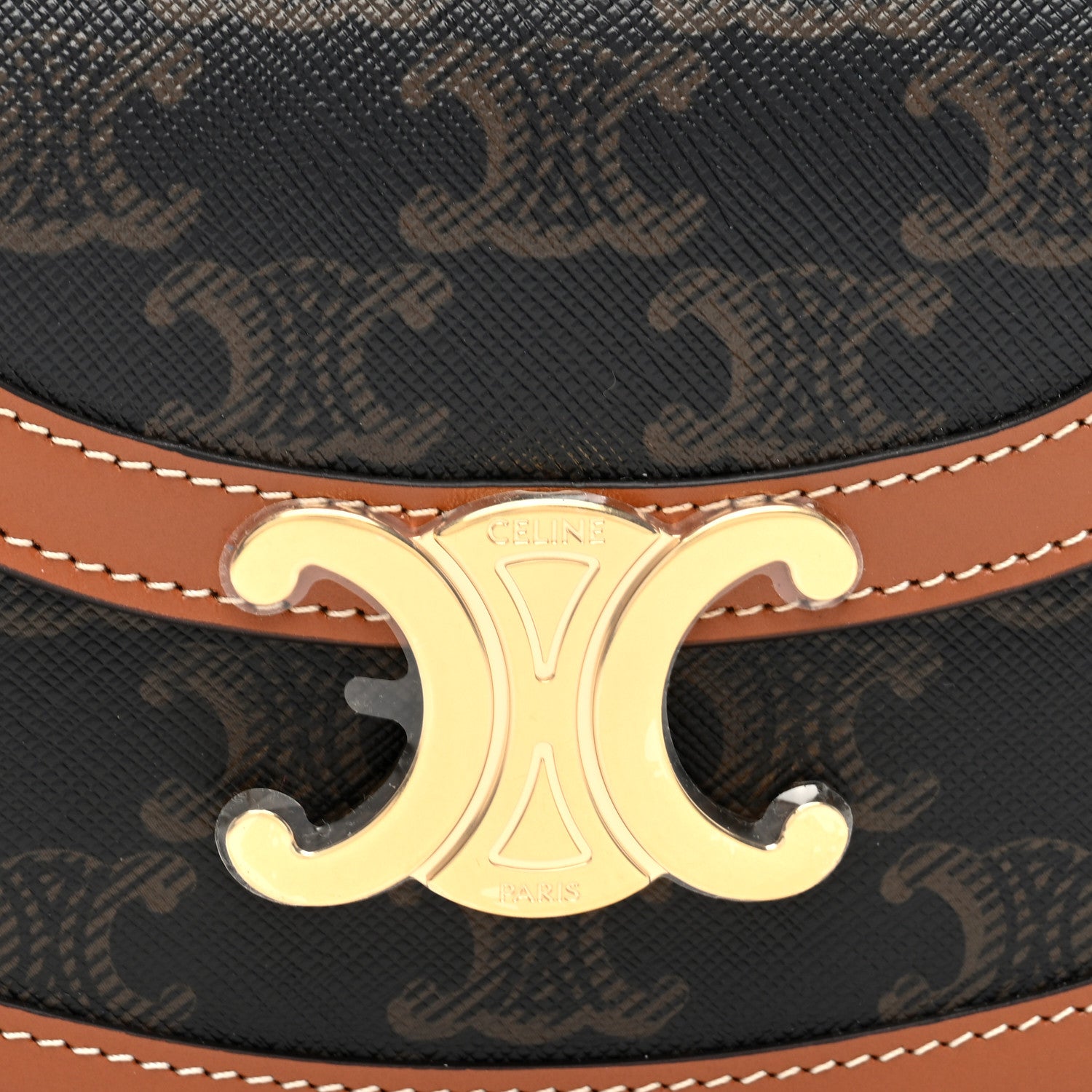 Celine Canvas Calfskin Triomphe Mini Besace Clea Tan 7 of 9