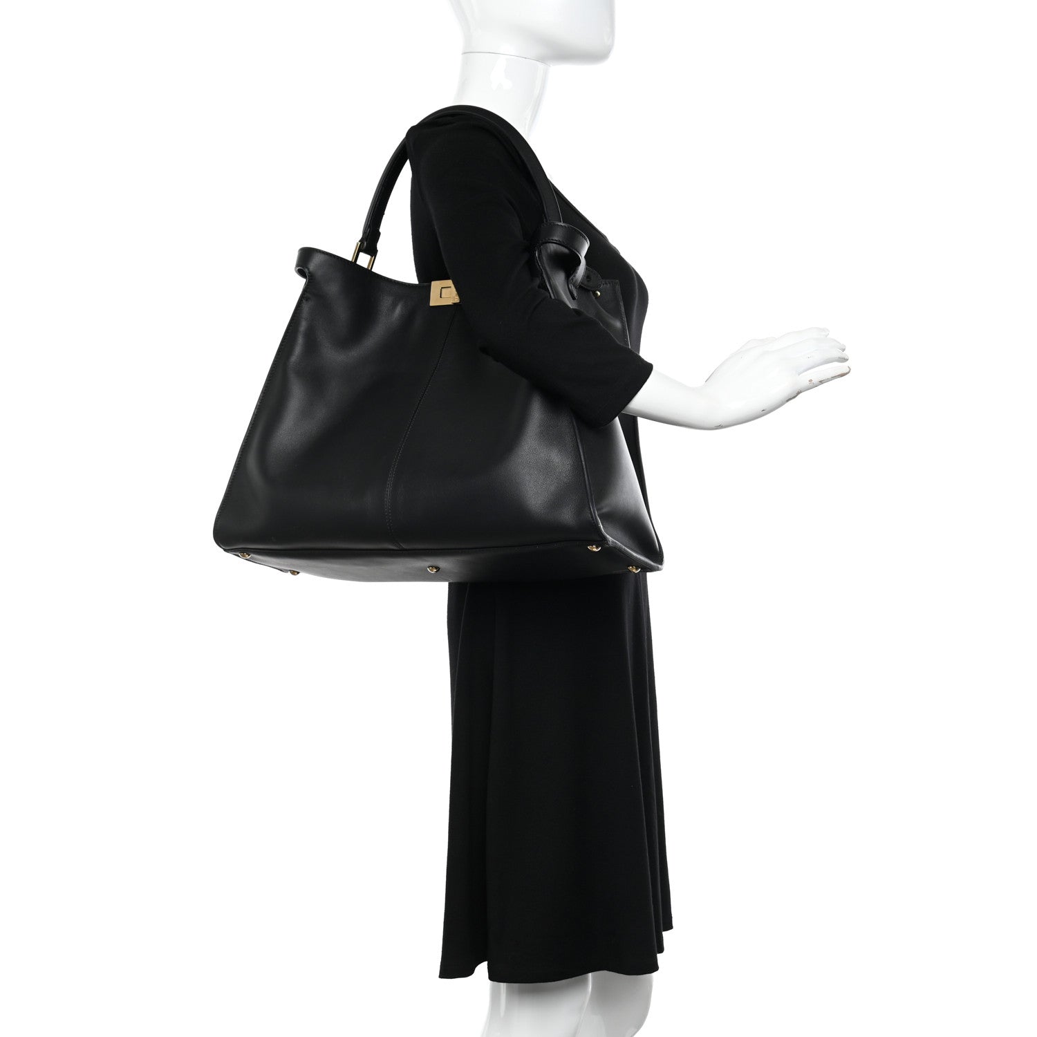 Fendi Vitello Seta Shearling FF 1974 Large Peekaboo X-Lite Black 2 of 13