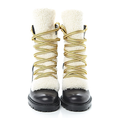 Christian Louboutin Calfskin Shearling Yetita 70 Hiker Booties 40.5 Black 2 of 8