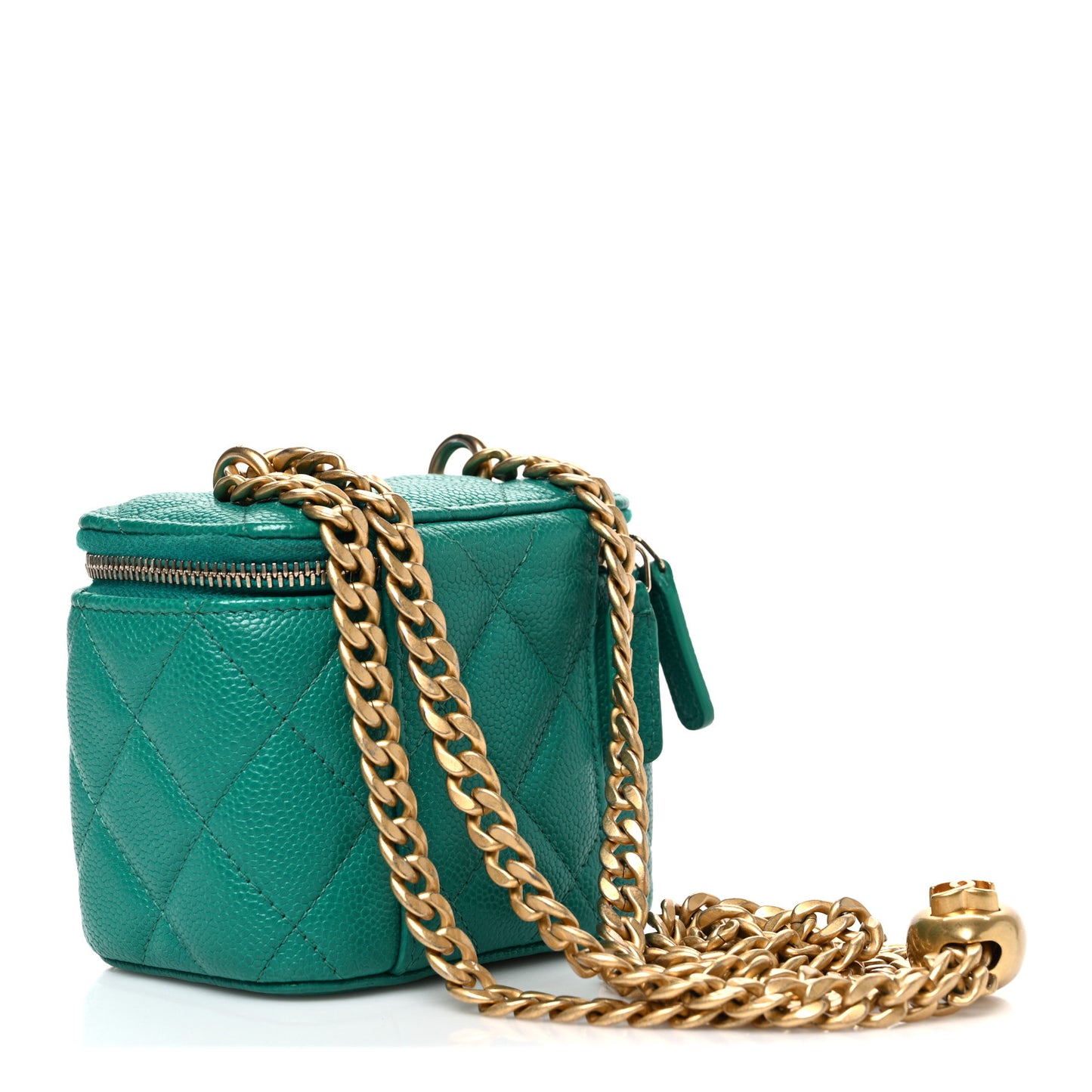 Caviar Quilted Sweetheart Mini Vanity Case Green