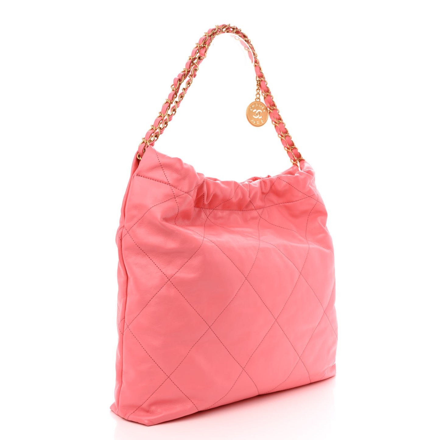 Shiny Calfskin Quilted Chanel 22 Pink