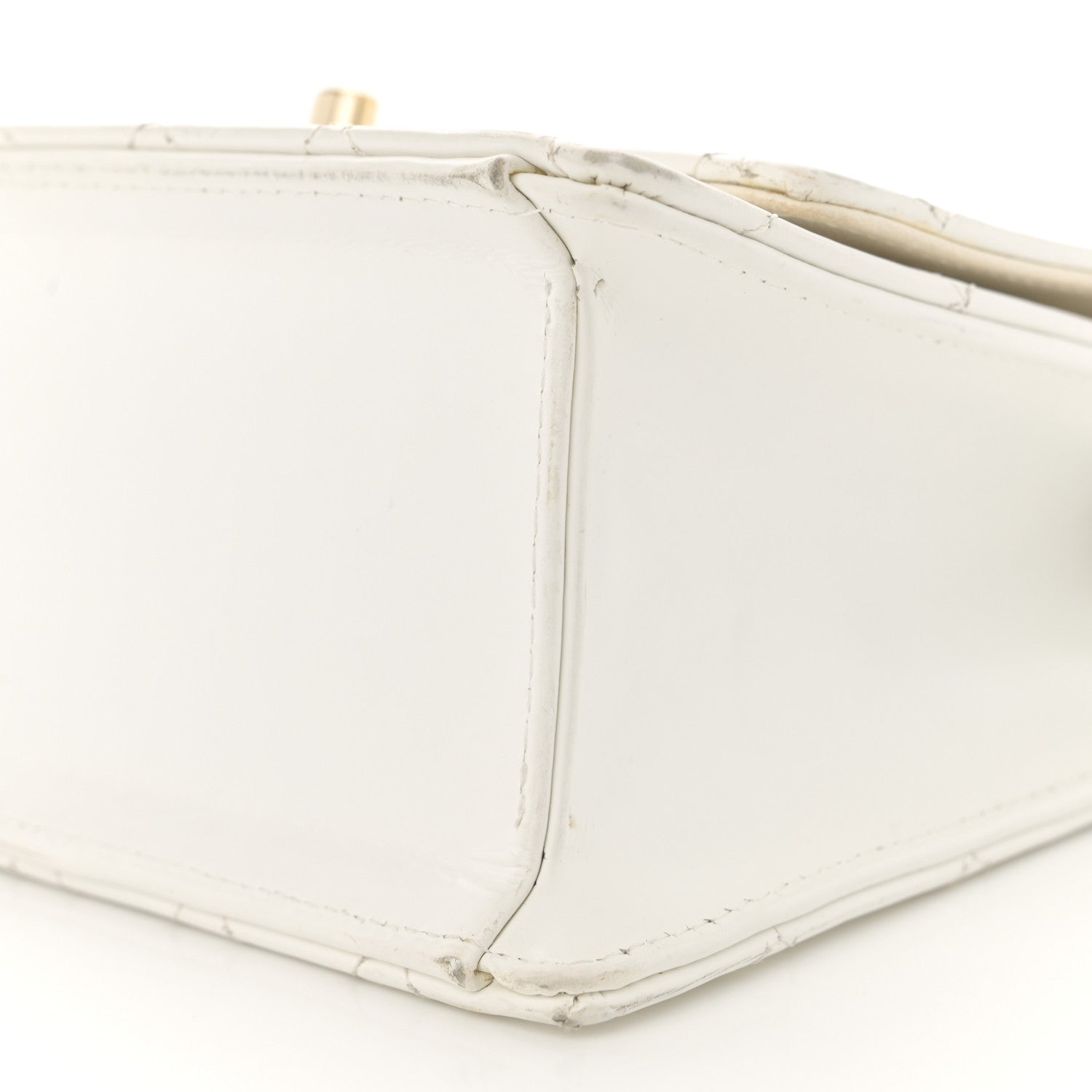 Chanel Glazed Calfskin Stitched Mini Square Flap White 10 of 14
