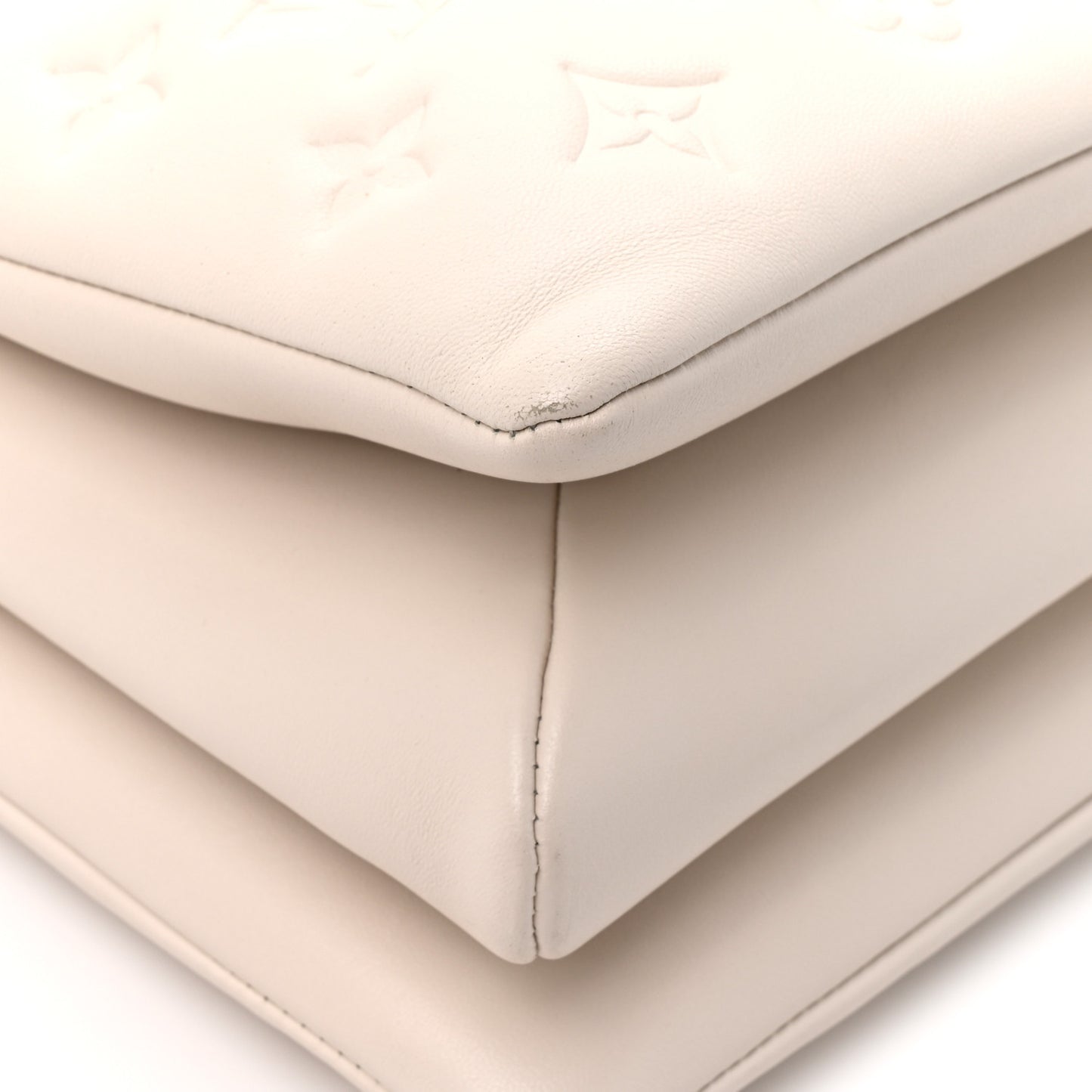 Lambskin Embossed Monogram Coussin PM Beige Cream