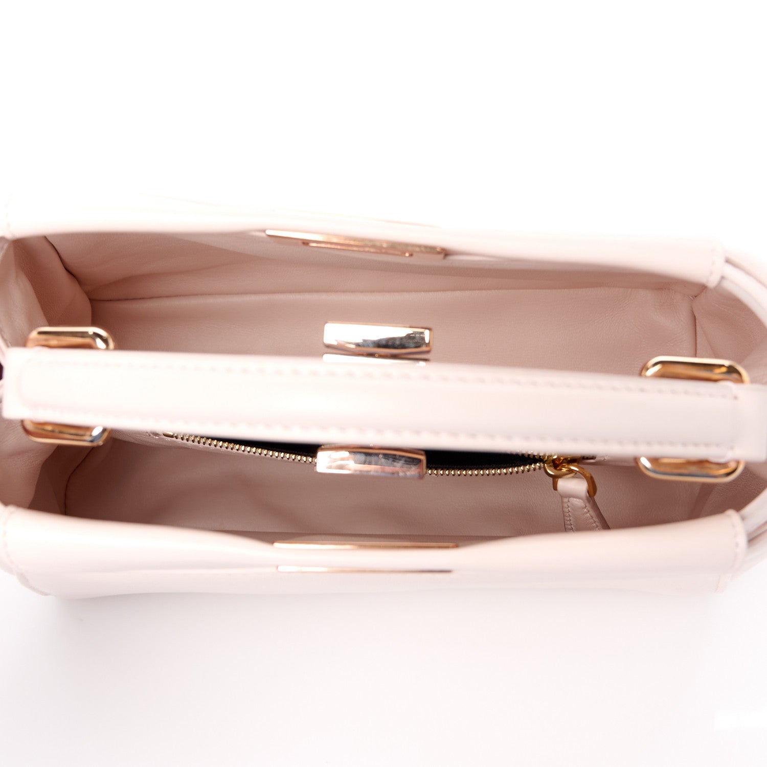 Fendi Nappa Mini Peekaboo Iconic Satchel Egg Shell 5 of 11