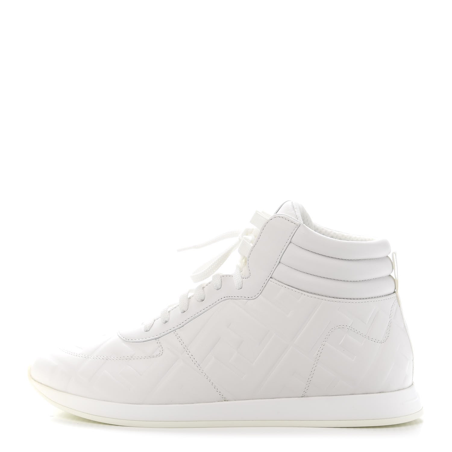 Fendi Nappa Macro FF Embossed Womens High Top Sneakers 40 White Ice 1 of 10