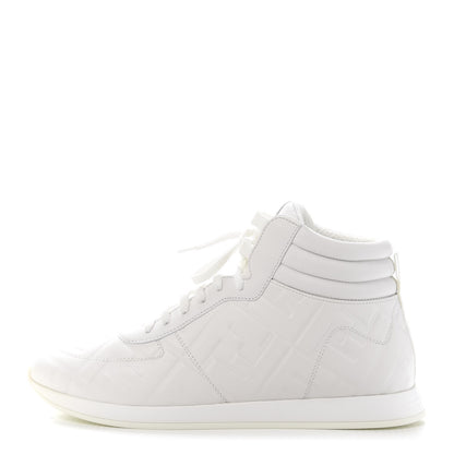 Fendi Nappa Macro FF Embossed Womens High Top Sneakers 40 White Ice 1 of 10