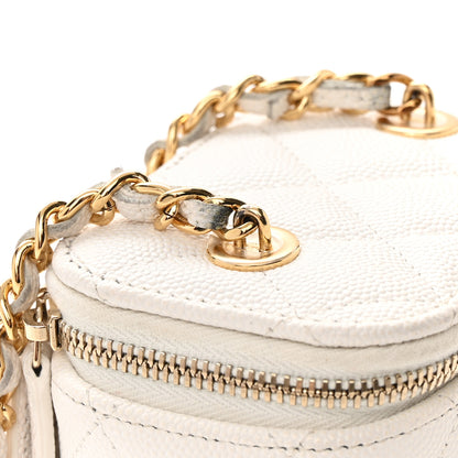 Chanel Caviar Quilted Enamel Coco Casino Mini Vanity Case With Chain White 15 of 17