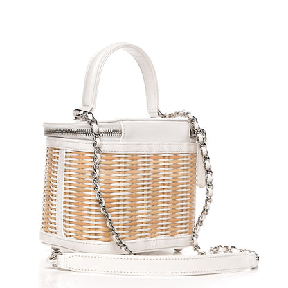 Chanel Calfskin Raffia Small Vanity Case Bag White Beige 2 of 10