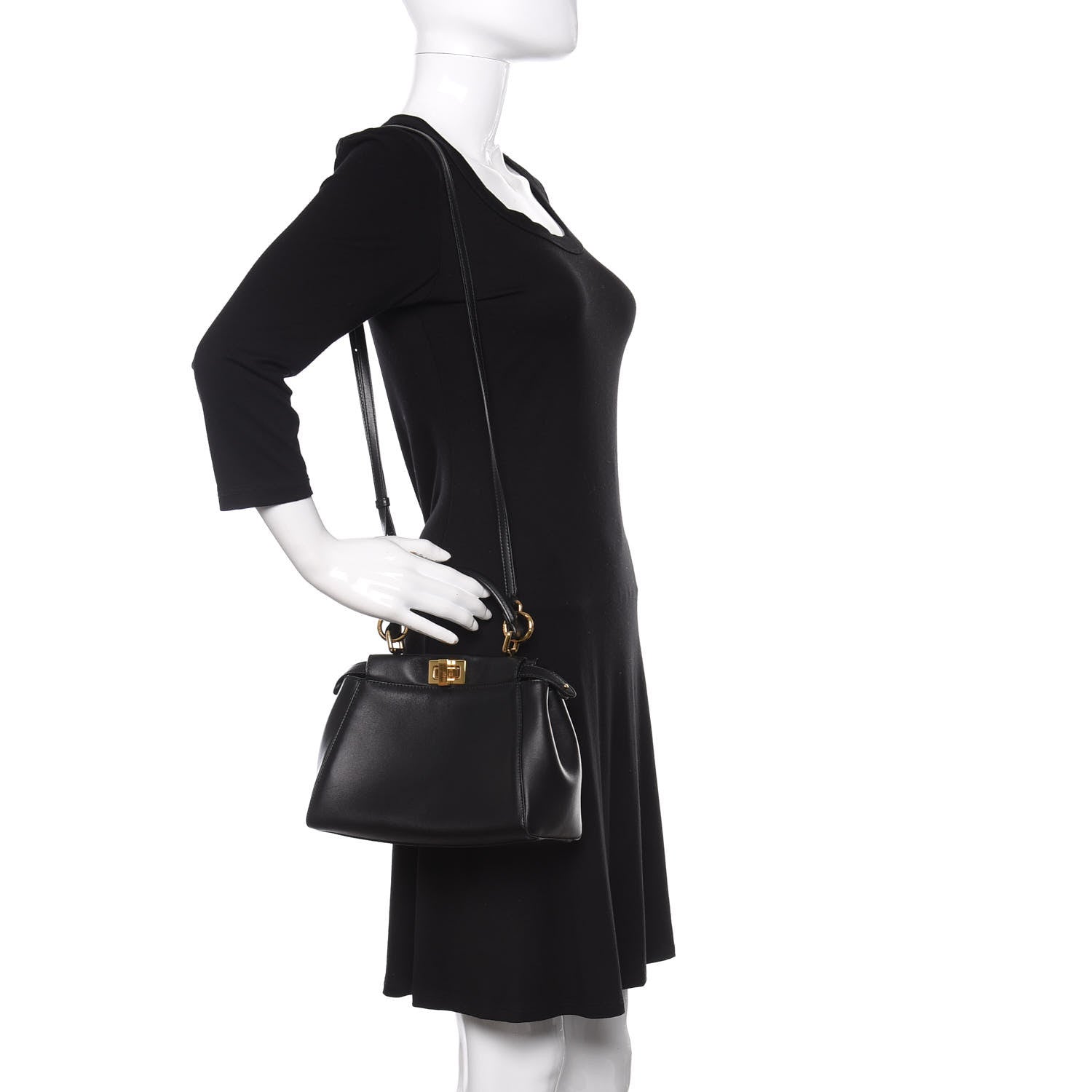 Fendi Nappa Mini Peekaboo Iconic Satchel Black 2 of 12