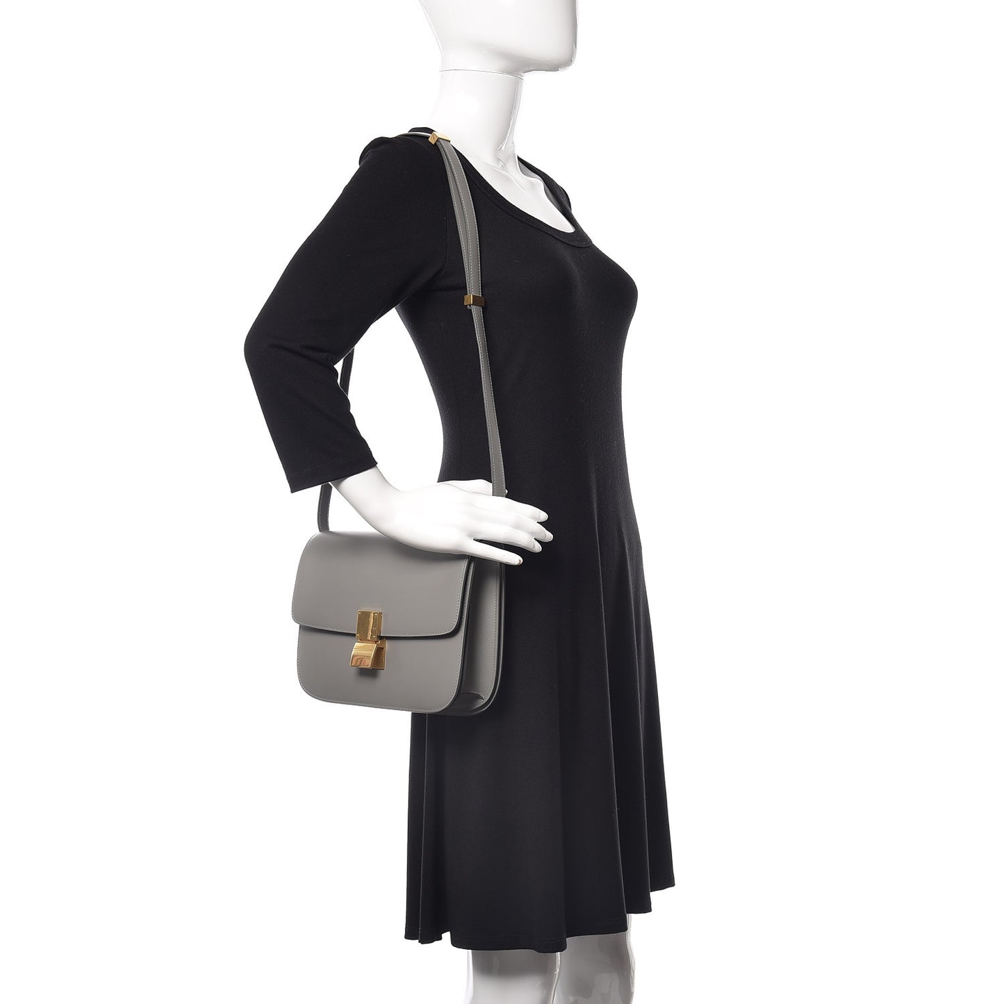 Box Calfskin Medium Classic Box Flap Bag Zinc