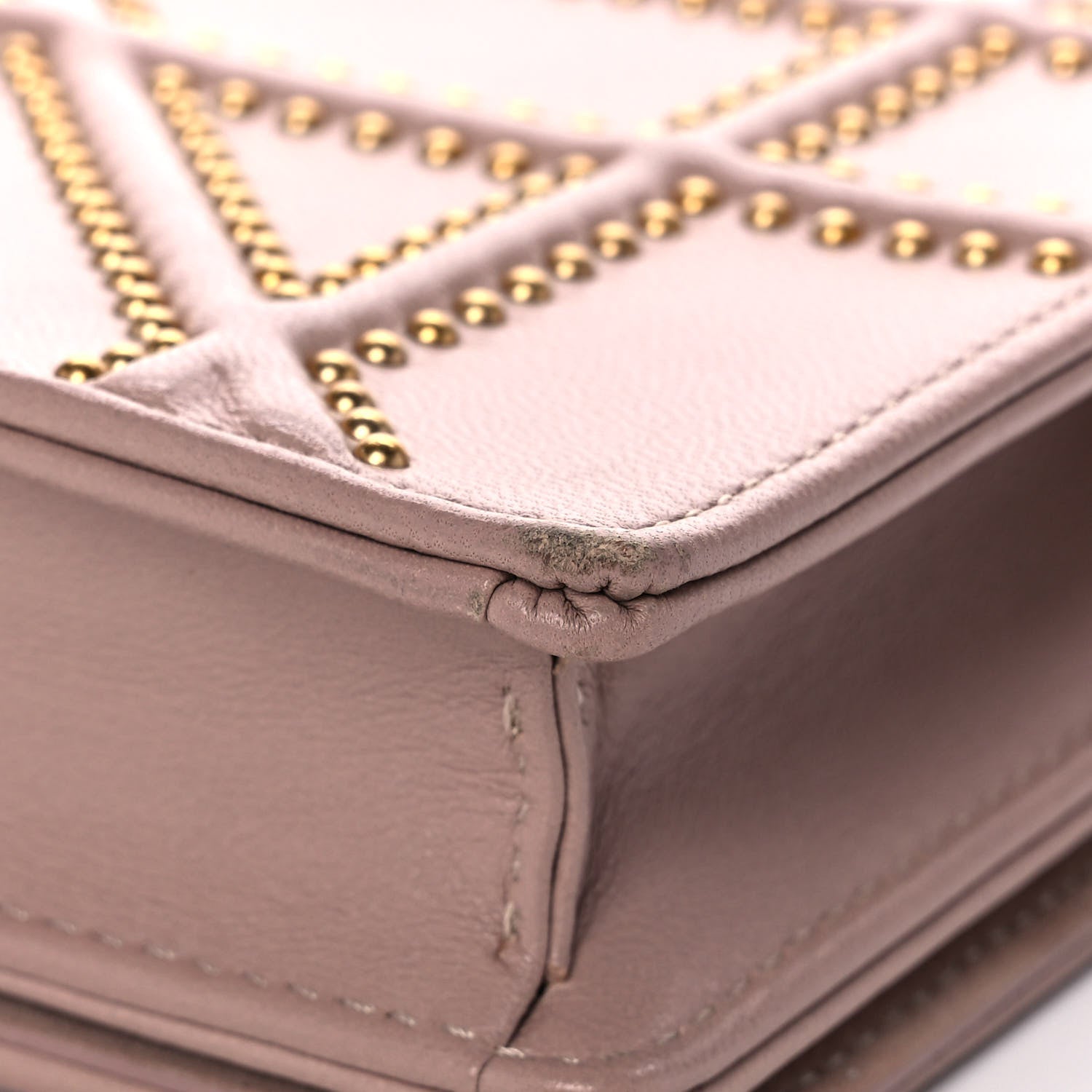 Christian Dior Calfskin Studded Diorama Wallet on Chain Pouch Nude 12 of 16