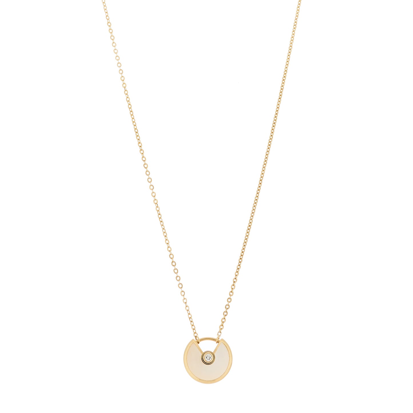 18K Yellow Gold Diamond Mother of Pearl XS Amulette de Cartier Pendant Necklace