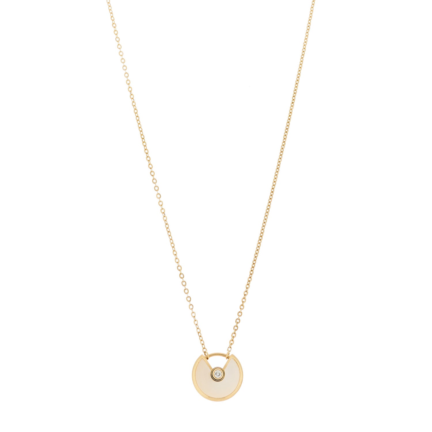 Cartier 18K Yellow Gold Diamond Mother of Pearl XS Amulette de Cartier Pendant Necklace 1 of 5