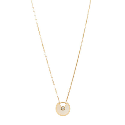 Cartier 18K Yellow Gold Diamond Mother of Pearl XS Amulette de Cartier Pendant Necklace 1 of 5