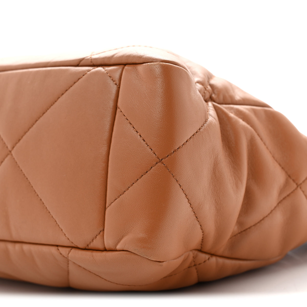 Lambskin Quilted Chanel 19 East West Shopping Bag Brown