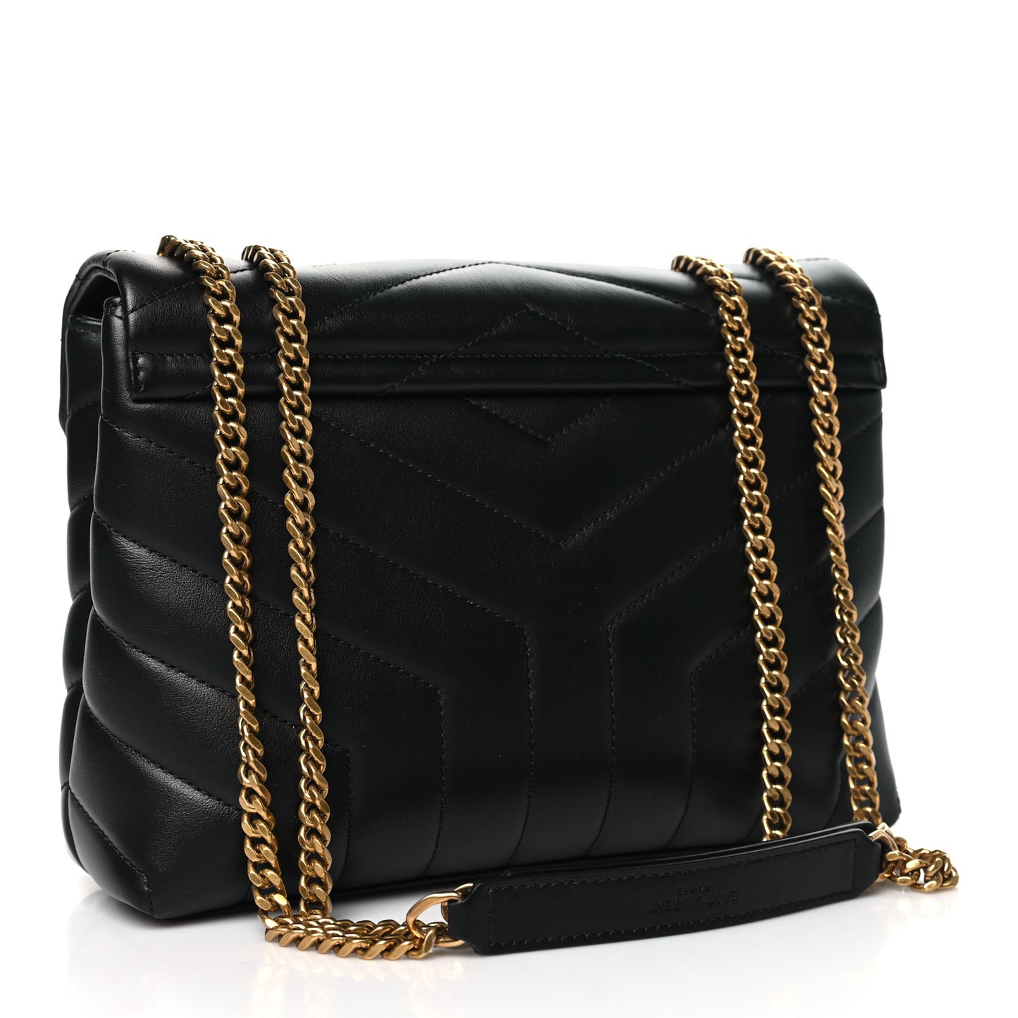 Calfskin Y Quilted Monogram Small Loulou Chain Satchel Black