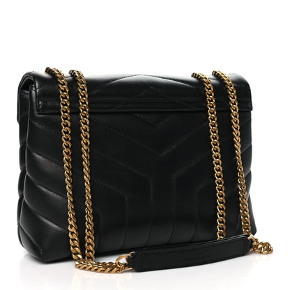Saint Laurent Calfskin Y Quilted Monogram Small Loulou Chain Satchel Black 2 of 9