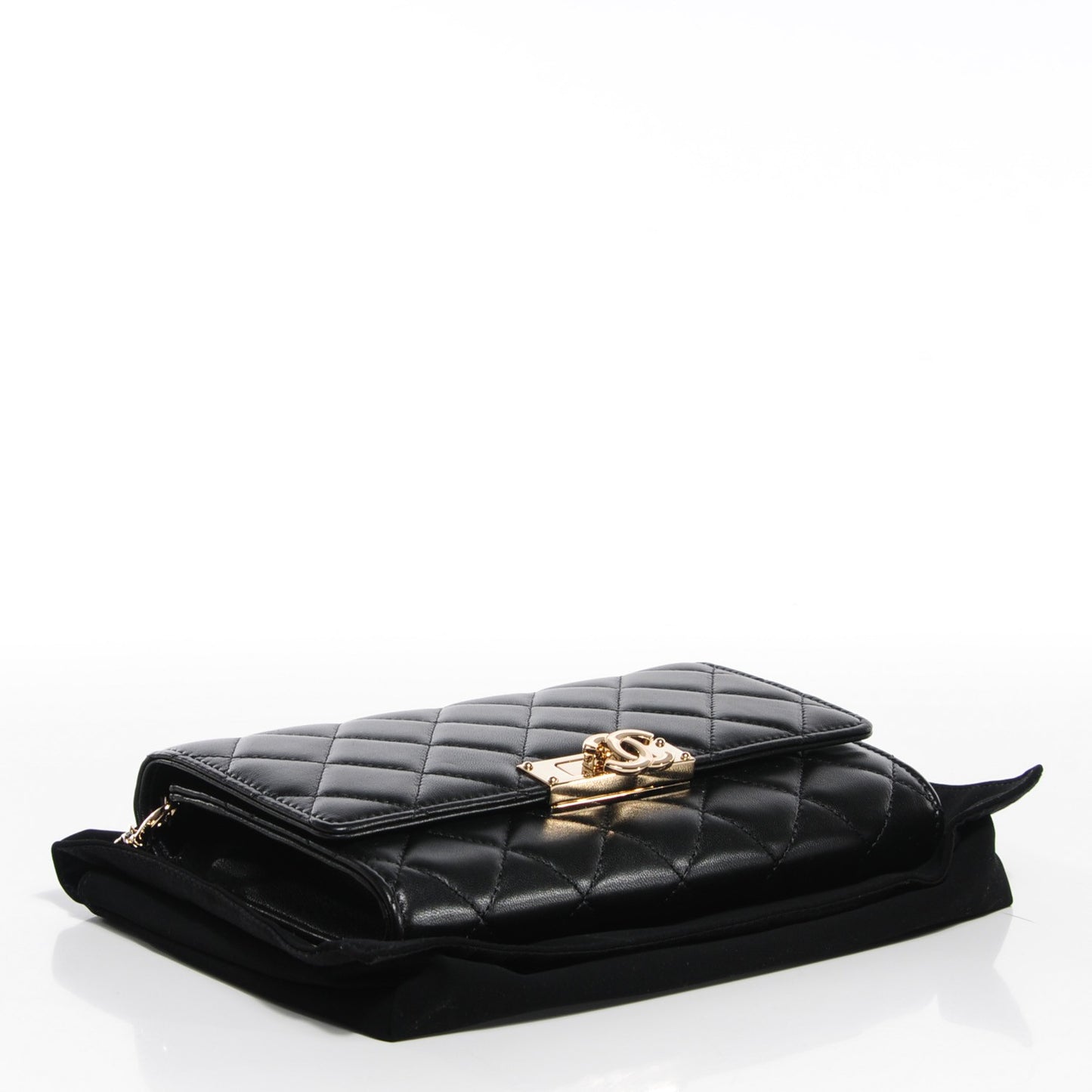 Lambskin Quilted Golden Class Clutch with Chain Black