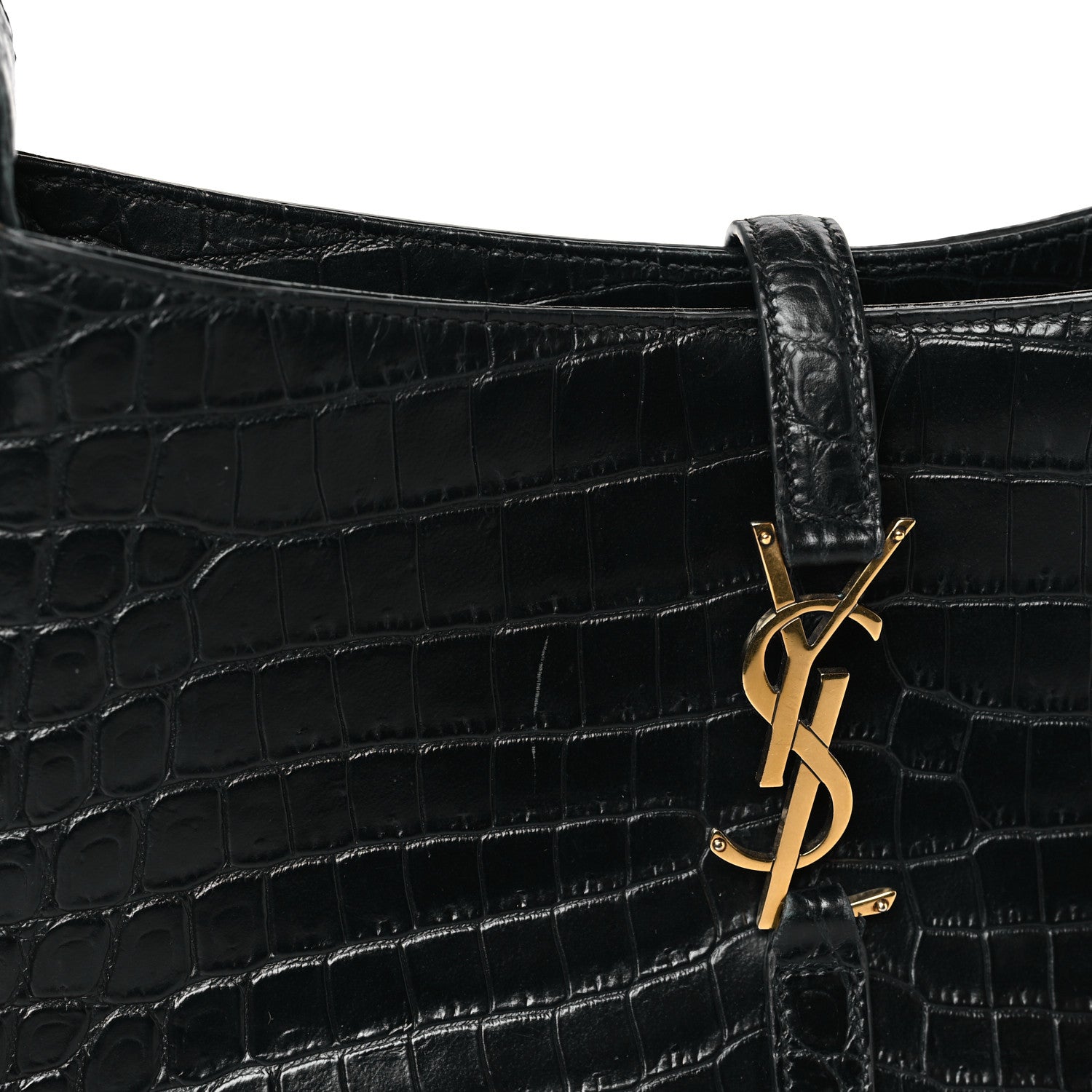 Saint Laurent Calfskin Crocodile Embossed LE 5 A 7 Hobo Black 10 of 10