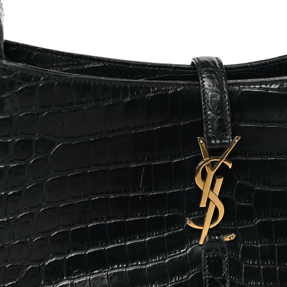 Saint Laurent Calfskin Crocodile Embossed LE 5 A 7 Hobo Black 10 of 10