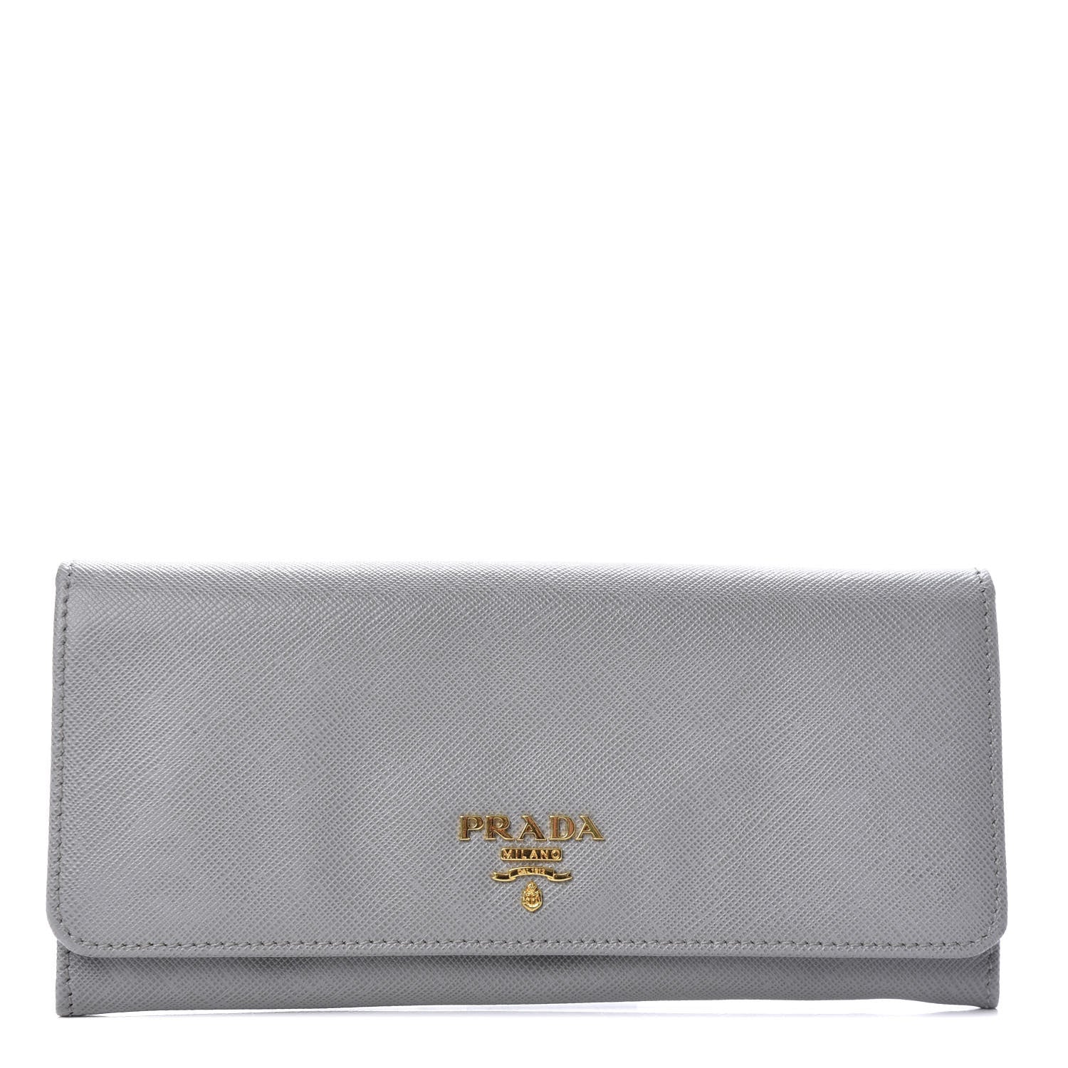 Prada Saffiano Metal Continental Flap Wallet Granito 1 of 8