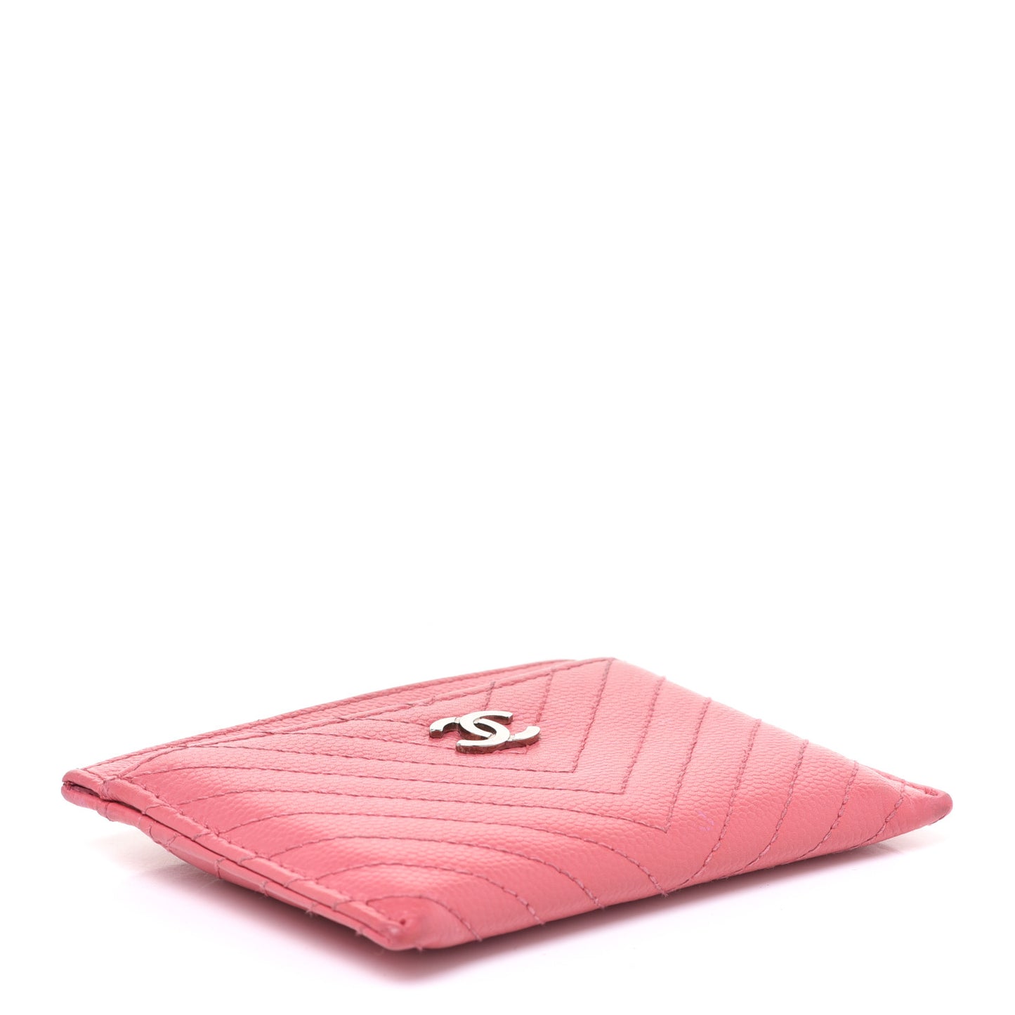 Caviar Chevron Quilted Card Holder Pink