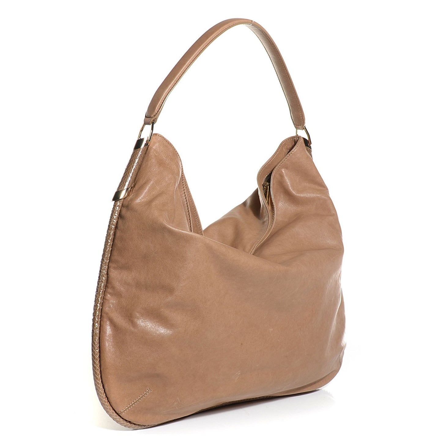 Satin Leather Elaphe Snakeskin Zoe Hobo Mink