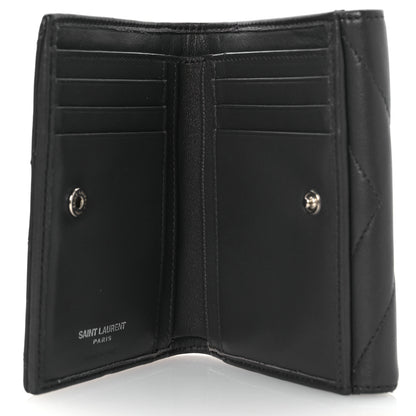 Saint Laurent Lambskin Y Quilted Monogram Compact Loulou Wallet Asphalt 5 of 9