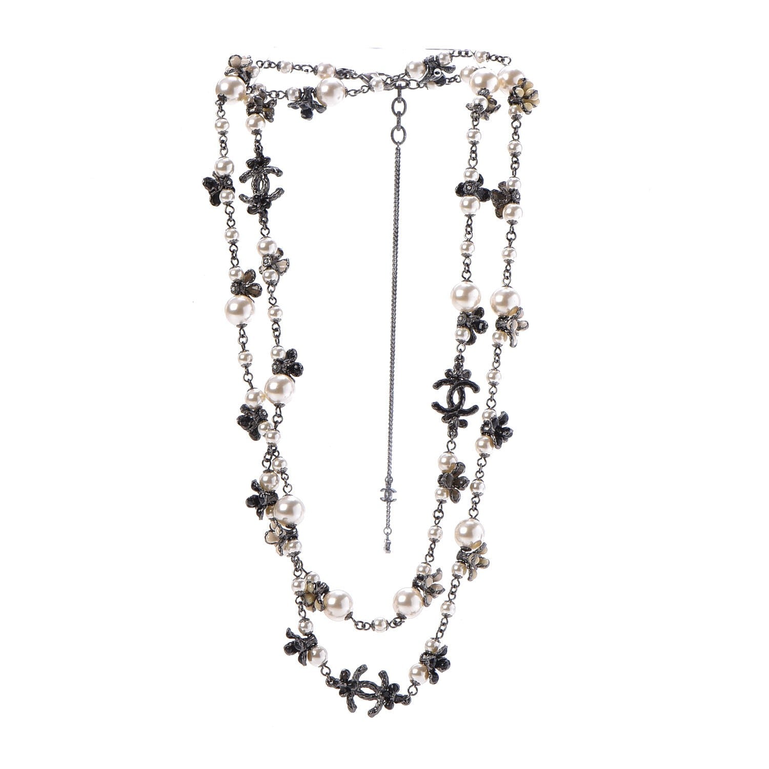Chanel Ruthenium Pearl Enamel CC Long Necklace Black 3 of 5