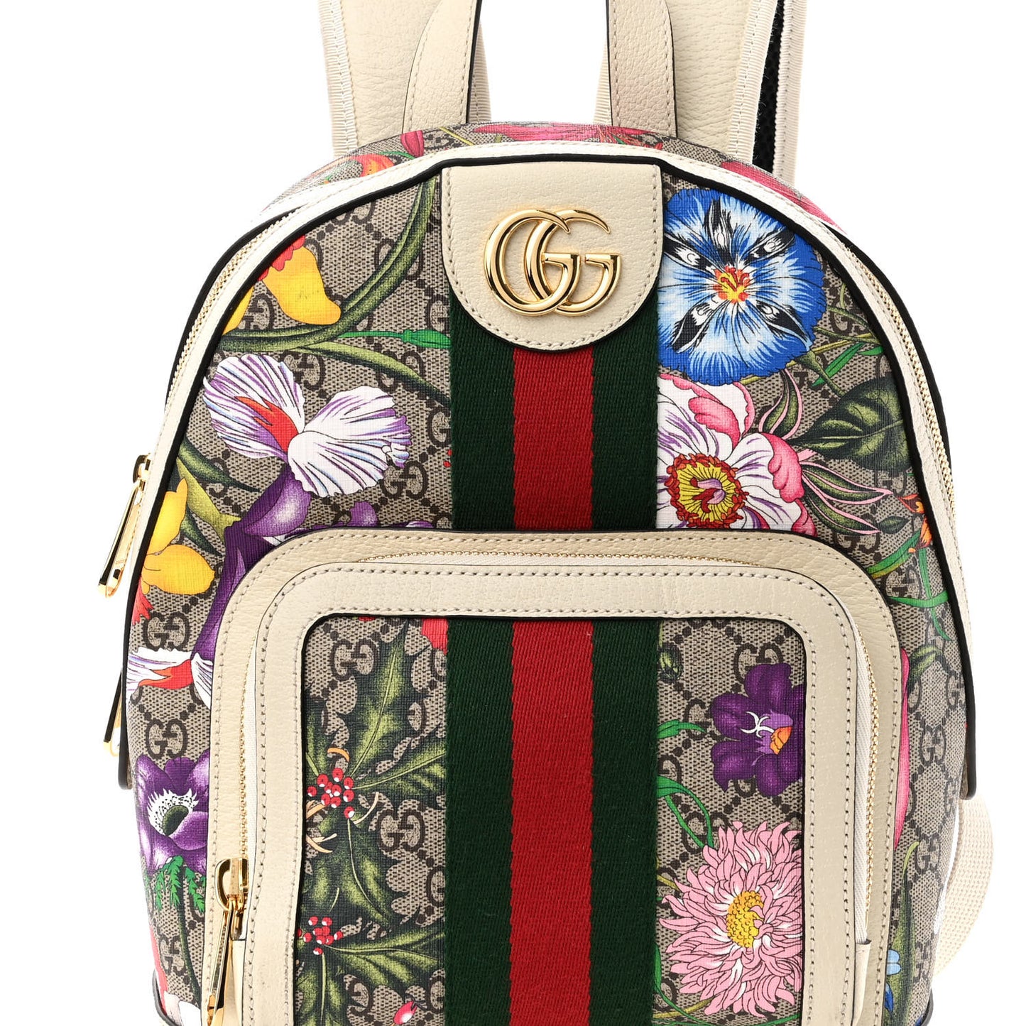 GG Supreme Monogram Flora Web Small Ophidia Day Backpack White