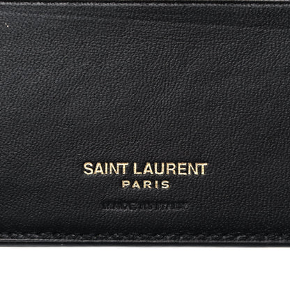 Saint Laurent Calfskin Crocodile Embossed Tiny Monogram Bill Clip Wallet Black 6 of 10