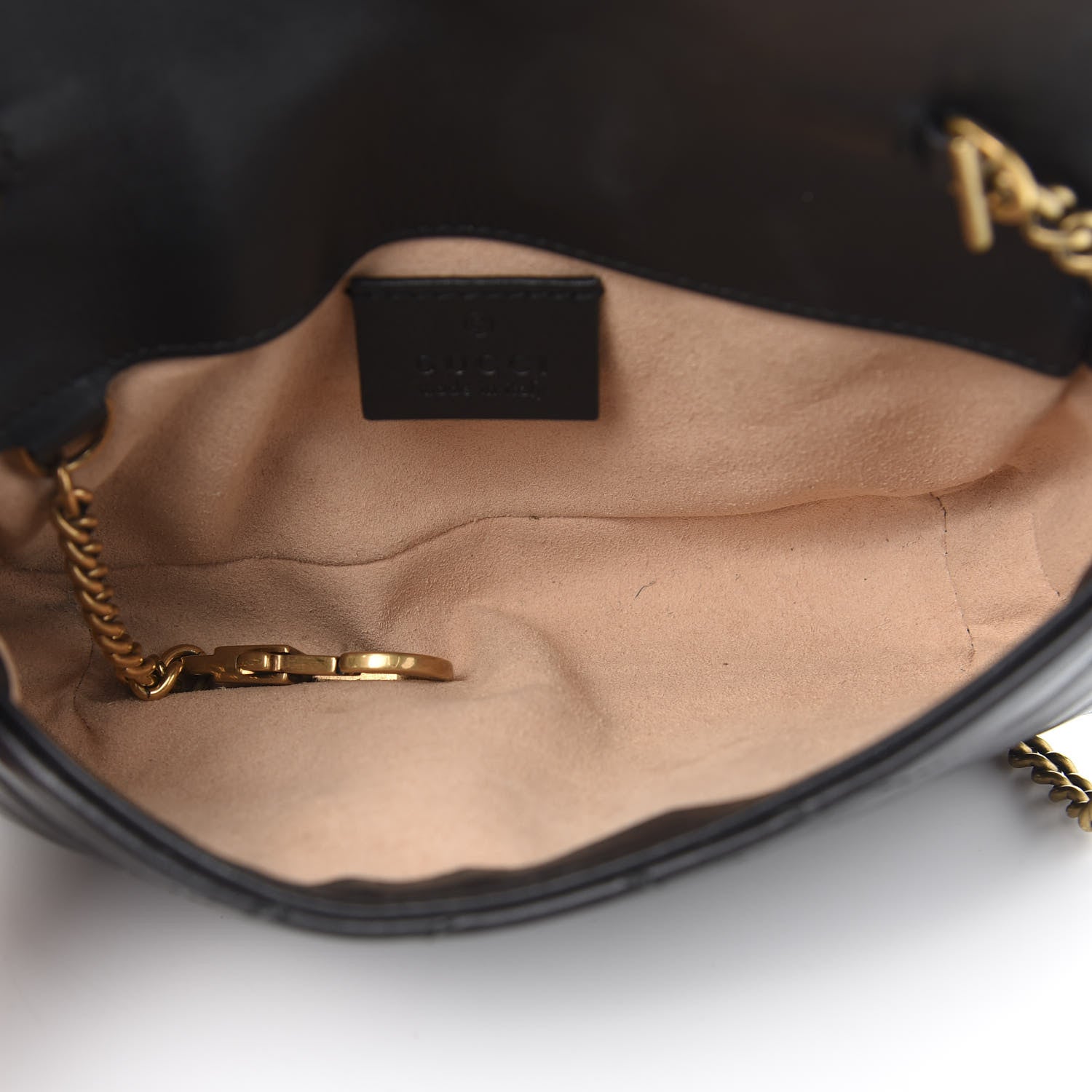 Gucci Calfskin Matelasse Super Mini GG Marmont Shoulder Bag Black 5 of 12
