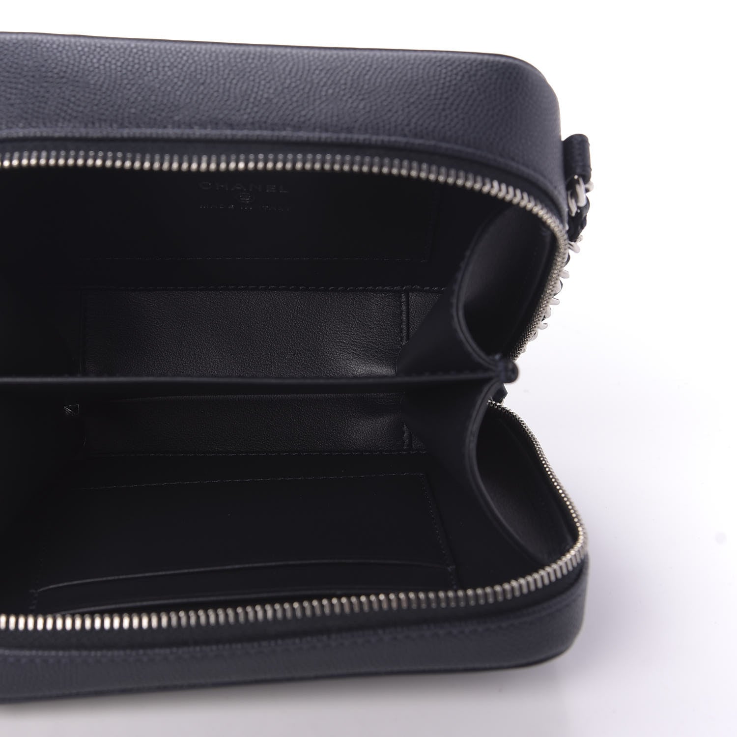 Chanel Caviar Quilted Striped Filigree Vanity Clutch With Chain Navy White 5 of 10