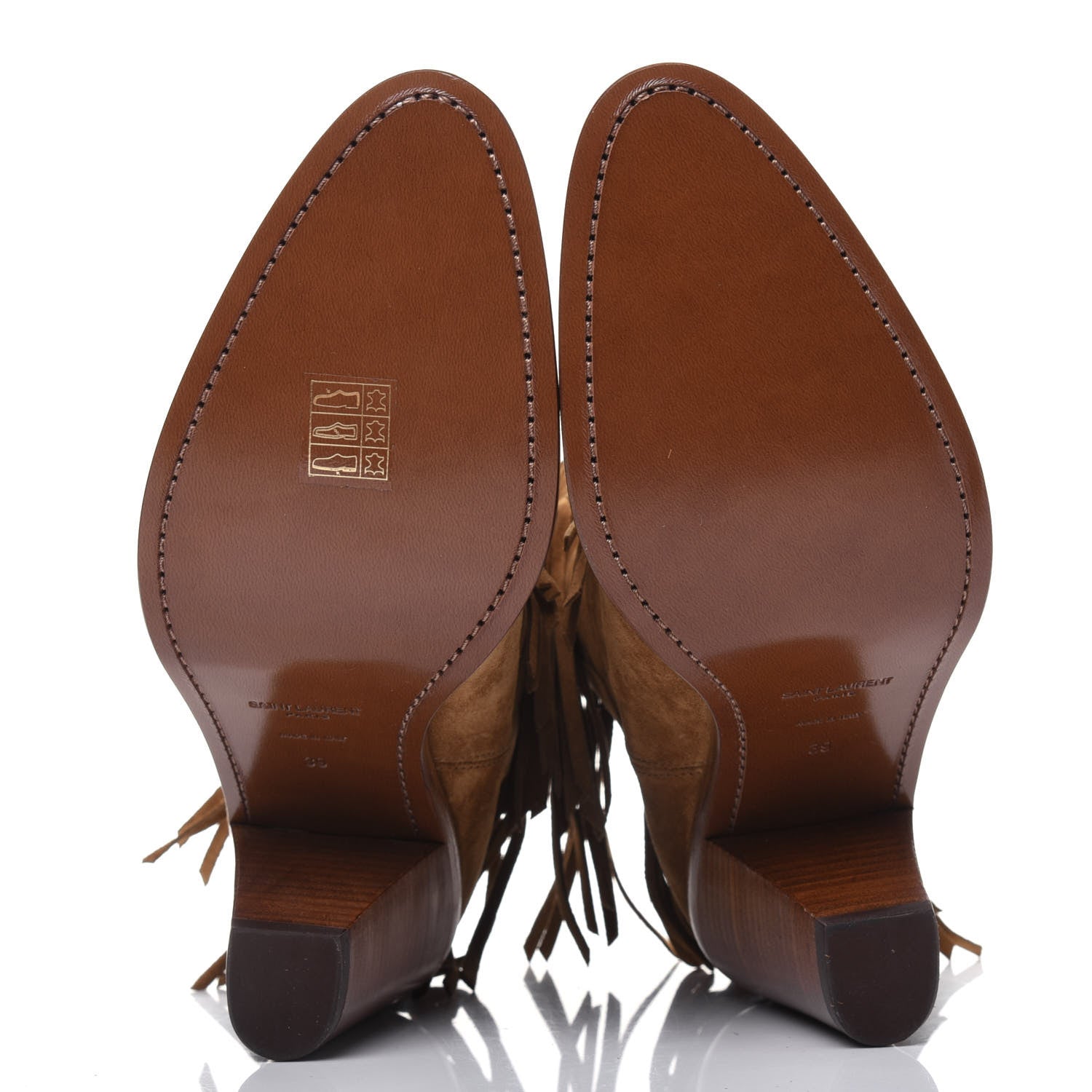 Saint Laurent Suede Fringe Curtis 80 Ankle Boots 39 Light Tan 5 of 9
