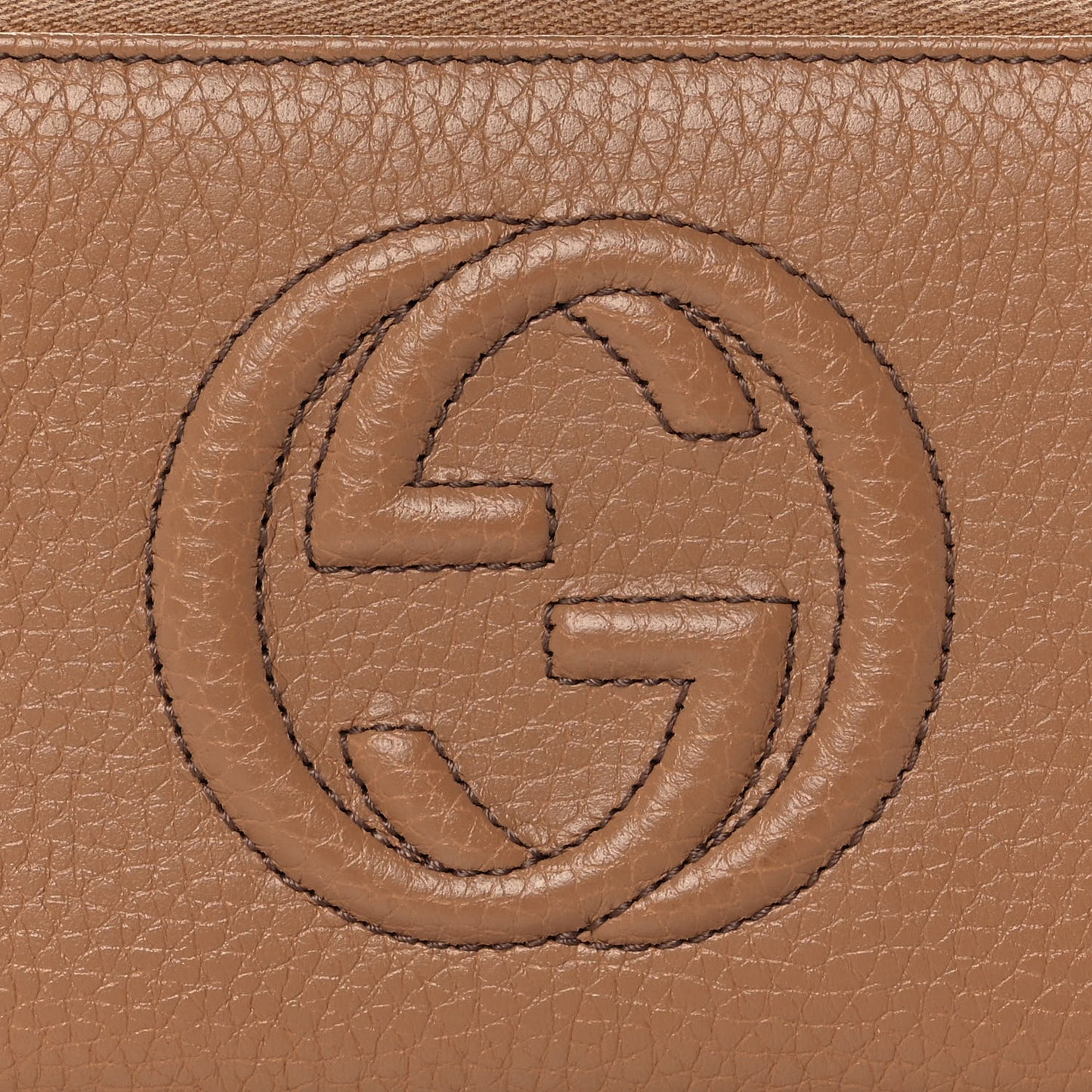 Pebbled Calfskin Soho Zip Around Wallet Camelia