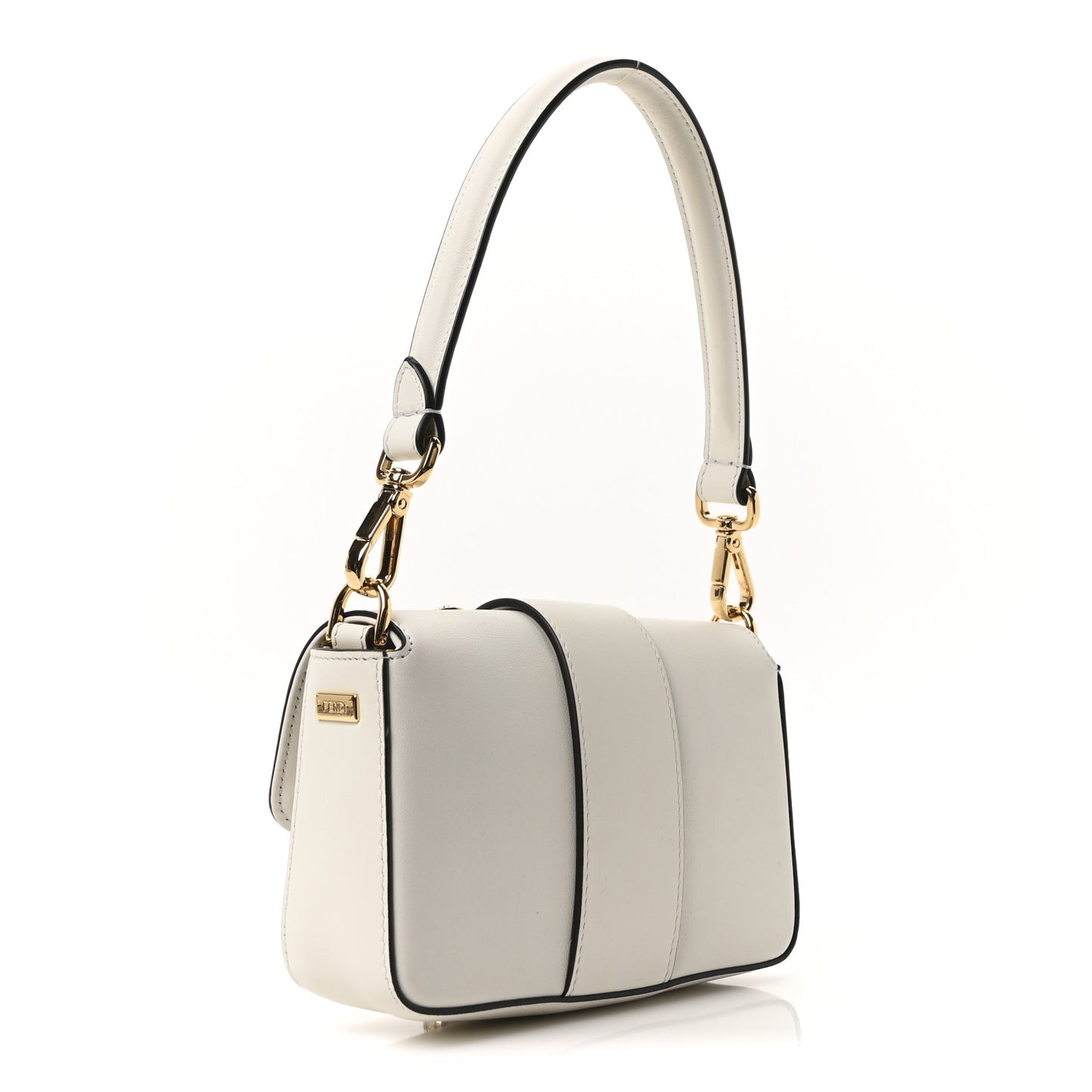 X VERSACE Vitello Seta Fendace Mini Brooch Baguette White Ice