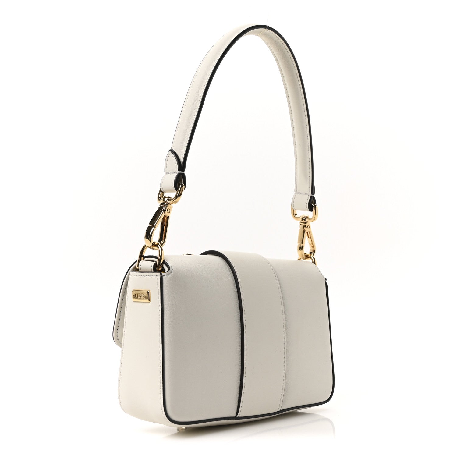 Fendi X VERSACE Vitello Seta Fendace Mini Brooch Baguette White Ice 3 of 9